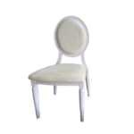 Chaise Médaillon Blanche en Velours Crème
