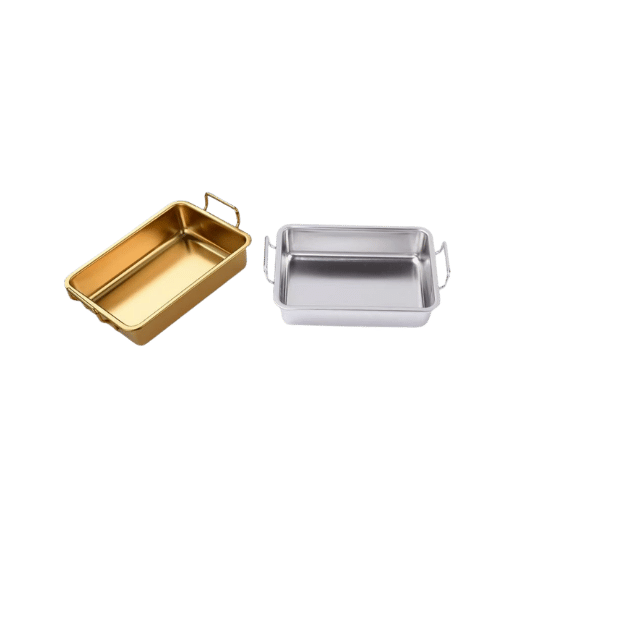 13 Mini Plat Rectangulaire en Acier Inoxydable avec Poignées – Image 1
