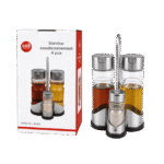 Service Assaisonnement 4 Pièces Verre & Inox