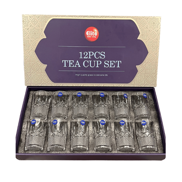 36 Coffret 12 Verres à Thé Motif Cristal – Image 1