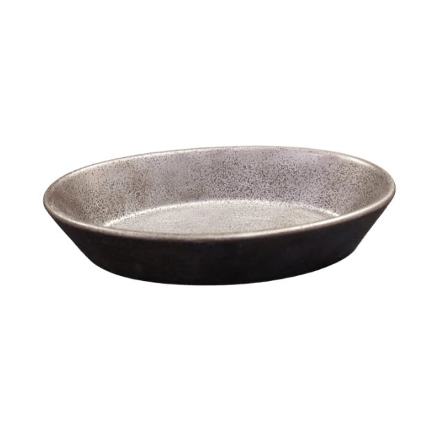 91 Plat Ovale Gris Texturé en Porcelaine – Image 1