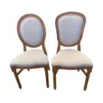 Chaise Médaillon Classique en Bois Naturel et Tissu Beige