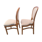 Chaise Médaillon Classique en Bois Naturel et Tissu Beige – Image 2